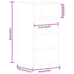 vidaXL Armoire suspendue chêne fumé 30x29,5x60 cm bois d'ingénierie pas cher