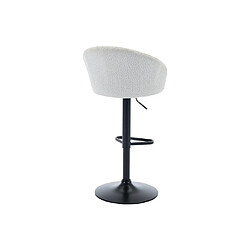 Vente-Unique Lot de 2 tabourets de bar en tissu bouclette et métal - Hauteur réglable - Blanc - DORALIZ pas cher