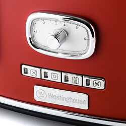 Westinghouse - Retro - Grille pain 4 fentes - Avec grille chauffante - Rouge pas cher