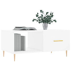 Avis Maison Chic Table basse,Table Console Table d'appoint, Table pour salon blanc 90x50x40 cm bois d'ingénierie -MN82908