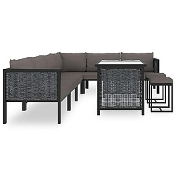 Maison Chic Salon de jardin 9 pcs + coussins - Mobilier/Meubles de jardin - Table et chaises d'extérieur Résine tressée Anthracite -MN80537