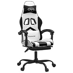 vidaXL Chaise de jeu avec repose-pied Blanc et noir Similicuir