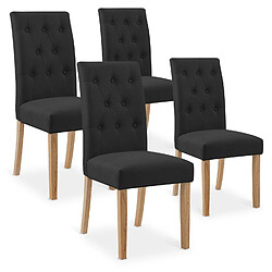 NC Lot de 4 chaises capitonnées Gaya tissu noir