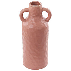 Beliani Vase à fleurs DRAMA fait à la main Céramique 24 cm Rose pastel