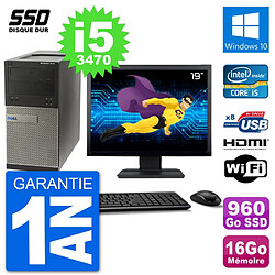 PC Dell 3010 MT Ecran 19" i5-3470 RAM 16Go SSD 960Go HDMI Windows 10 Wifi - Occasion