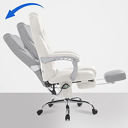 Decoshop26 Fauteuil de bureau avec fonction massage repose-pieds dossier inclinable en PVC blanc 10_0002582 pas cher