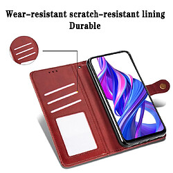 Avis Wewoo Housse Coque Étui en cuir de protection pour téléphone portable avec boucle de couleur unie rétro lanière et cadre photo et fente carte et portefeuille et fonction de support Huawei Honor 9X marron