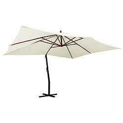 Maison Chic Parasol Jardin | Parasol en porte-à-faux avec mat en bois 400x300 cm Blanc sable - GKD73578