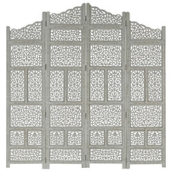 Maison Chic Paravent/Cloison de séparation 4 panneaux Gris 160x165 cm Bois manguier -MN30341