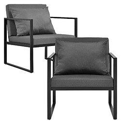 Helloshop26 2 x chaises extérieures robustes avec coussins confortables noir 70 x 60 x 60 cm 03_0000173