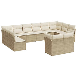 Maison Chic Salon de jardin avec coussins 12 pcs | Ensemble de Table et chaises | Mobilier d'Extérieur beige résine tressée -GKD28870