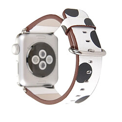 Avis Wewoo Bracelet blanc et noir pour Apple Watch Series 3 & 2 & 1 42mm fond motif à pois PU bande de montre en cuir