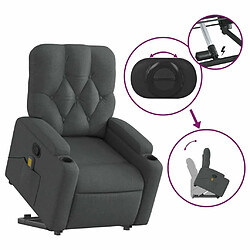 Maison Chic Fauteuil Relax pour salon, Fauteuil de massage inclinable Gris foncé Tissu -GKD83949 pas cher