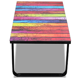 Acheter Maison Chic Table basse pour salon | Table à café avec impression d'arc-en-ciel Dessus en verre -GKD69178