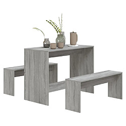 Acheter Ensemble salle à manger de jardin 3 pcs,Table et chaise à dîner Sonoma gris Aggloméré -MN70512