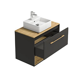 Vente-Unique Meuble de salle de bain suspendu anthracite avec vasque à poser - 80 cm - YANGRA