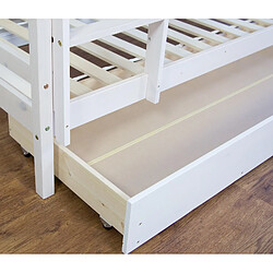 Decoshop26 Lit enfant superposé en bois avec sommier à lattes et tiroir 90x200 cm blanc LIT06099 pas cher