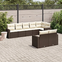 Maison Chic Ensemble Tables et chaises d'extérieur 8 pcs avec coussins,Salon de jardin marron résine tressée -GKD317471