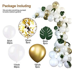 Euro Mega 100PCS Décoration Ballon Kit de fête-Guirlande cintrée-pour anniversaire Mariage Saint Valentin BLANC OR