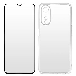 Avizar Coque pour Oppo A78 Silicone Gel et Verre Trempé 9H contour noir