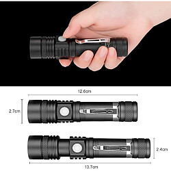 BESTA Lampe Torche LED Rechargeable USB, Lampe de Poche 600 Lumens, IP65 Étanche, 4 Modes Eclairage, Lampe de Poche Zoomable pour Ménage, Le Camping, La Randonnée, D'urgence (Batterie Incluse) pas cher