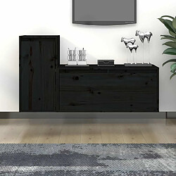 Maison Chic Meubles TV 2 pcs pour salon Noir Bois massif de pin -MN20656