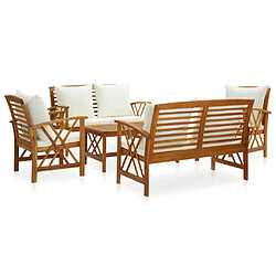 Maison Chic Salon de jardin 5 pcs + coussins - Mobilier/Meubles de jardin - Table et chaises d'extérieur Bois d'acacia solide -MN90600