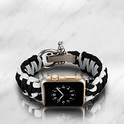 Avis Avizar Bracelet Apple Watch 42 et 44 mm Cordon noué en Nylon - Noir et Blanc