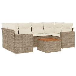 Maison Chic Salon de jardin avec coussins 7 pcs | Ensemble de Table et chaises | Mobilier d'Extérieur beige résine tressée -GKD74508