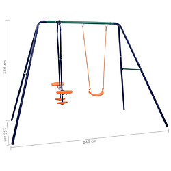 vidaXL Ensemble de balançoire 3 places Acier pas cher