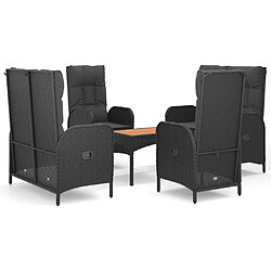 Maison Chic Mobilier à dîner 5 pcs de jardin avec coussins - Ensemble table et chaises d'extérieur - Salon/Mobilier de jardin classique Noir Résine tressée -MN28978