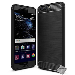 Htdmobiles Coque silicone gel carbone pour Huawei P10 + verre trempe - NOIR