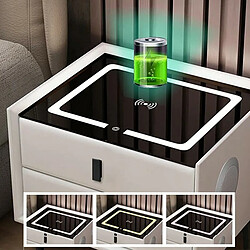 Avis Meubler Design Table De Chevet Haut-parleur Bluetooth Recharge Usb Et Sans Fil Éclairage 3 Couleurs Largo - Pu Blanc