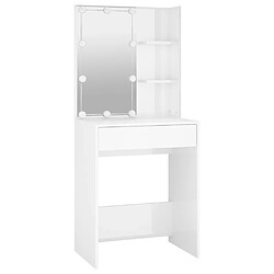 Helloshop26 Coiffeuse design contemporain avec led 60 x 40 x 140 cm blanc brillant 02_000634