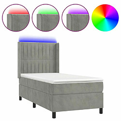 Sommier à lattes et matelas LED,Cadre à lattes de lit pour Adulte Gris clair 90x190cm Velours -MN14762