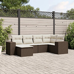 vidaXL Salon de jardin avec coussins 6 pcs marron résine tressée