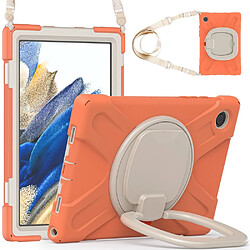 Coque en silicone avec béquille rotative à 360° Orange corail pour votre Samsung Galaxy Tab A8 10.5 (2021)