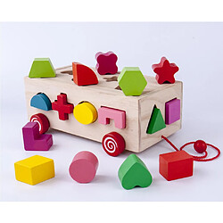 Acheter Classique de Développement Jouet En Bois Blocs, 16 Formes Trieuse, Filles et Boysfor 1, 2, 3 Ans Enfants, Pull-Long Bus de Tri Correspondant Blocs