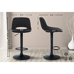 Avis Decoshop26 Tabouret de bar chaise haute x1 avec repose-pieds en velours noir piètement métallique noir 10_0004603