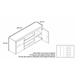 Acheter Mpc Buffet Laqué Blanc Et Noir (hxlxp) : 72 X 167 X 35