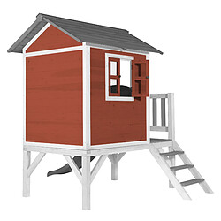 Acheter AXI Maison Enfant Beach Lodge XL en Rouge avec Toboggan en Gris | Maison de Jeux en Bois FFC pour Les Enfants | Maisonnette / Cabane de Jeu pour Le Jardin