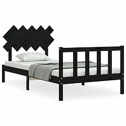 Maison Chic Lit adulte - Cadre de lit et tête de lit,Structure du lit Contemporain pour chambre noir 100x200 cm bois massif -MN80713