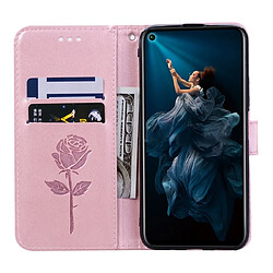 Wewoo Housse Coque Étui en cuir PU à rabat horizontal relief rose avec support et fentes pour cartes et portefeuille Huawei Honor 20 Pro or pas cher