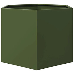 Acheter vidaXL Jardinière vert olive hexagone 69x60x45 cm acier