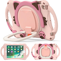 Coque en TPU + silicone avec béquille rotative robuste 3-en-1 rose/brun pour votre Apple iPad Mini/2/3/4/mini (2019) 7.9 pouces