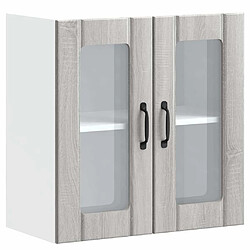 vidaXL Armoire murale de cuisine et porte en verre Lucca sonoma gris