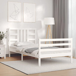 Avis Maison Chic Lit adulte - Cadre Structure de lit avec tête de lit Contemporain blanc 90x200 cm bois massif -MN70795