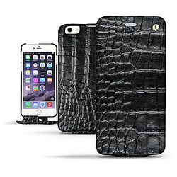 Housse cuir Apple iPhone 6 - Rabat vertical - Crocodile nero ( Noir / Black) - NOREVE