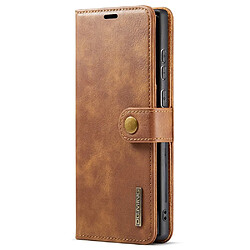 Etui en PU DG.MING détachable 2 en 1 avec support marron pour votre Samsung Galaxy S22 Ultra 5G