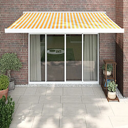 Maison Chic Store banne | Auvent rétractable de porte | Marquise Brise-soleil jaune et blanc 3,5x2,5 m tissu et aluminium -GKD64023